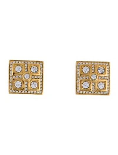 Pre-owned St John Crystal Clip On Earrings In Multi