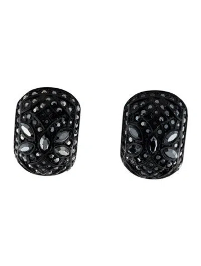 Pre-owned St John Crystal Clip-on Earrings In Black
