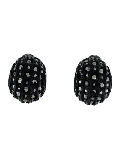 Pre-owned St John Crystal Clip-on Earrings In Black