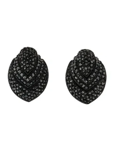 Pre-owned St John Crystal Clip-on Earrings In Black