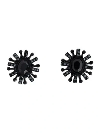 Pre-owned St John Crystal Clip-on Earrings In Black
