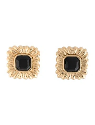 Pre-owned St John Crystal Clip-on Earrings In Black