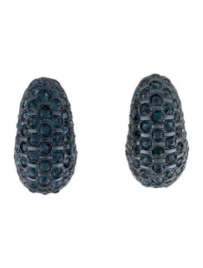 Pre-owned St John Crystal Clip-on Earrings In Blue