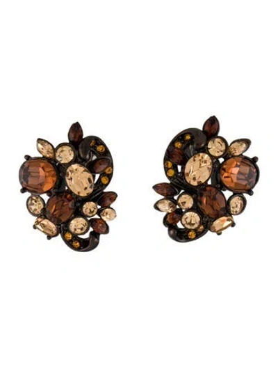 Pre-owned St John Crystal Clip-on Earrings In Multi