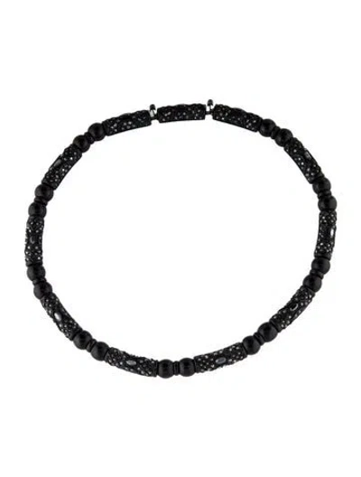Pre-owned St John Crystal Collar Necklace, 18" In Black