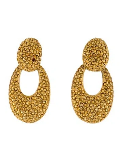 Pre-owned St John Crystal Door Knocker Clip-on Drop Earrings In Multi