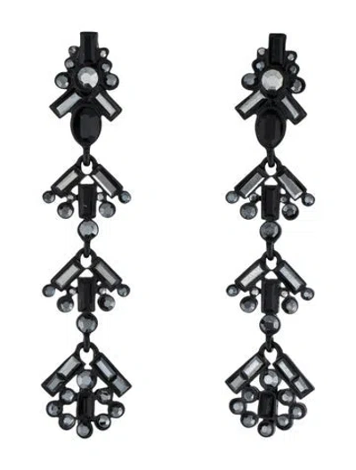 Pre-owned St John Crystal Drop Black Earrings In Multicolor