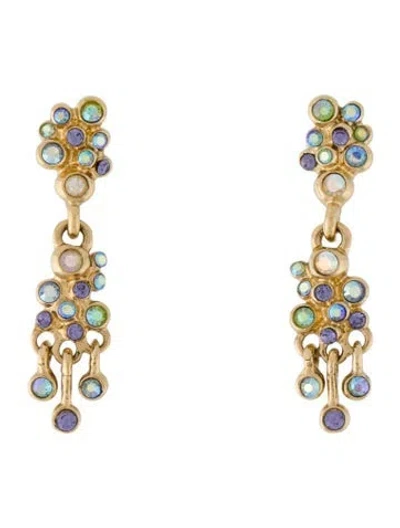 Pre-owned St John Crystal Drop Earrings In Blue