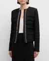 St John Embellished Tweed Jacket In Black