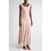 St John St. John Crystal Embellished Pleated Piqué Gown In Pink