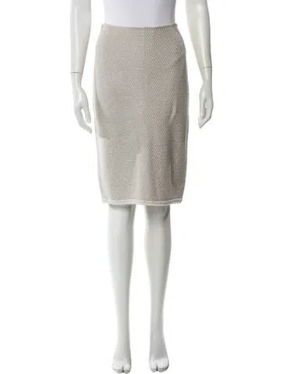 Pre-owned St John Crystal Embellishments Knee-length Skirt In Neutral