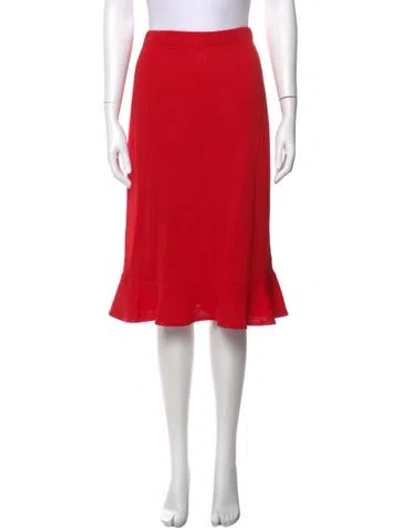Pre-owned St John Crystal Embellishments Knee-length Skirt In Red