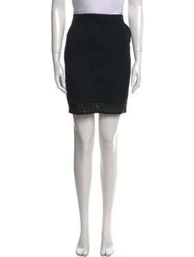 Pre-owned St John Crystal Embellishments Mini Skirt In Black