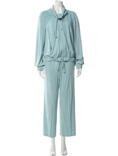 Pre-owned St John Crystal Embellishments Pant Set In Blue