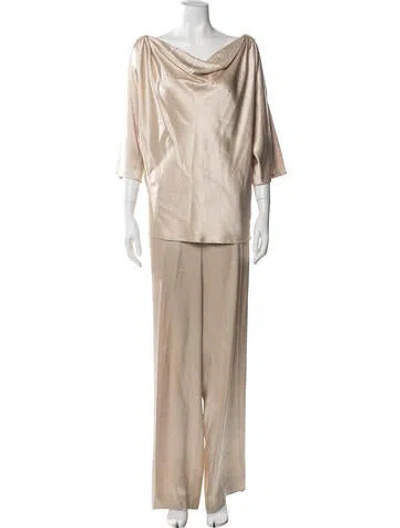 Pre-owned St John Crystal Embellishments Pantsuit In Neutral