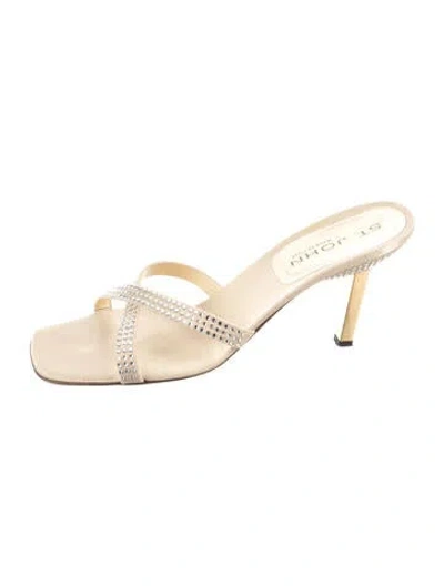 Pre-owned St John Crystal Embellishments Sandals In Gold
