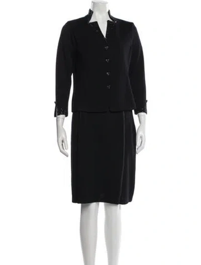 Pre-owned St John Crystal Embellishments Skirt Set In Black