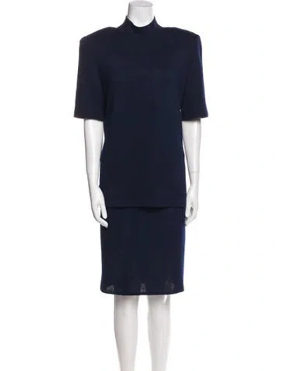 Pre-owned St John Crystal Embellishments Skirt Set In Blue