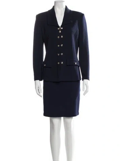 Pre-owned St John Crystal Embellishments Skirt Set In Blue