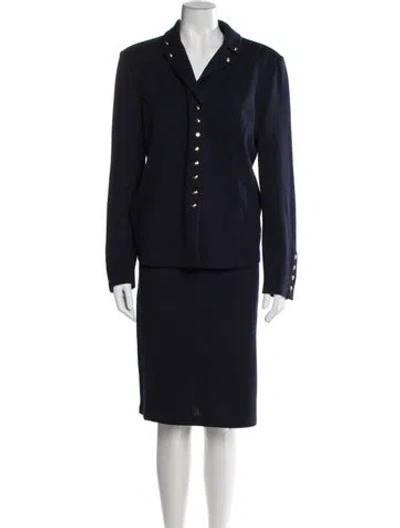 Pre-owned St John Crystal Embellishments Skirt Set In Blue