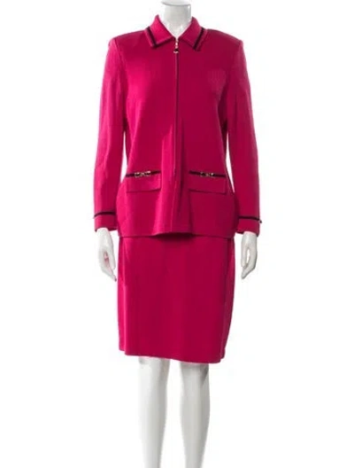 Pre-owned St John Crystal Embellishments Skirt Set In Pink