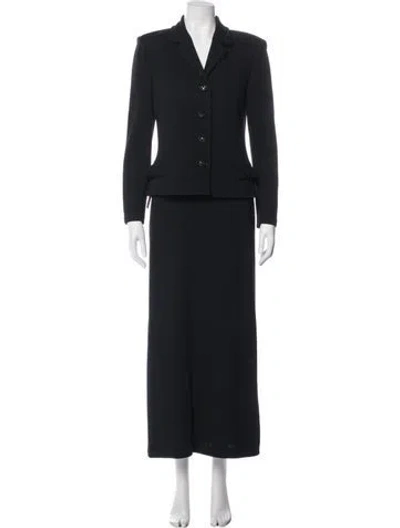 Pre-owned St John Crystal Embellishments Skirt Suit In Black