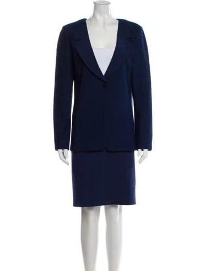 Pre-owned St John Crystal Embellishments Skirt Suit In Blue