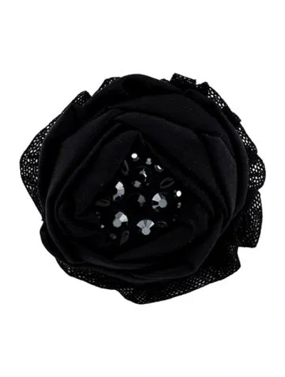 Pre-owned St John Crystal Flower Brooch In Black