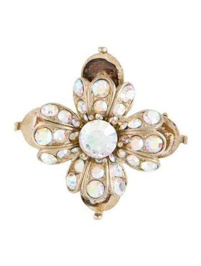 Pre-owned St John Crystal Flower Brooch In Multicolor