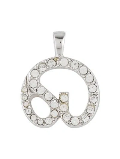 Pre-owned St John Crystal Logo Pendant In Clear