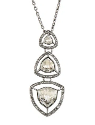 Pre-owned St John Crystal Pendant Necklace, 34" In Multicolor
