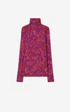 St John Cubist Floral Nuda Turtleneck In Wohg