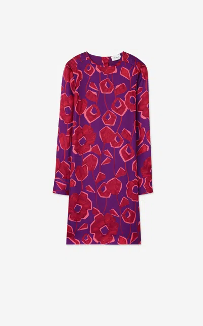 St John Cubist Floral-print Long-sleeve Dress In Harm