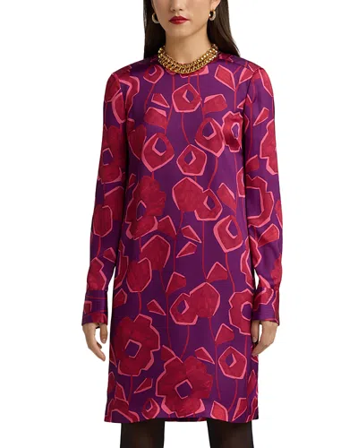 St John Cubist Floral-print Long-sleeve Dress In Harm