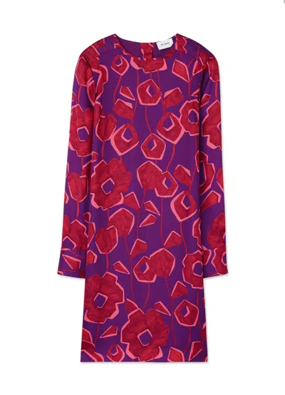 St John Cubist Floral-print Long-sleeve Dress In Harm