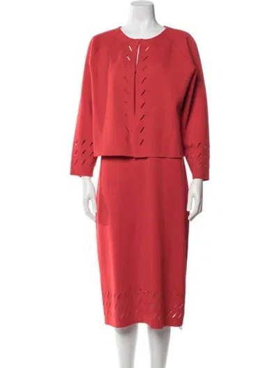 Pre-owned St John Cutout Accent Dress Set In Red