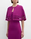 St John Stretch Knit Cut Out Cape In Purple