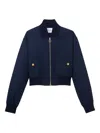 St John Dakota Cropped Bomber Jacket In Blue