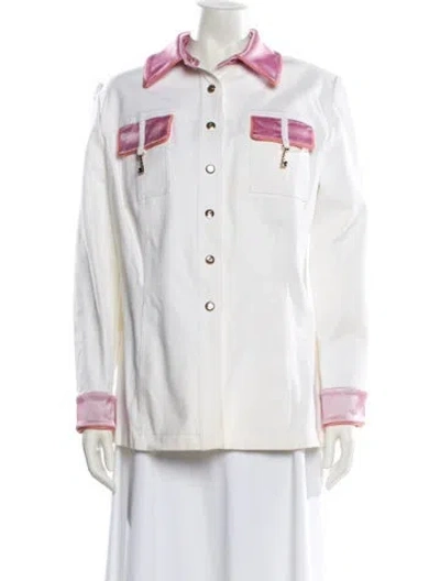 Pre-owned St John Denim Jacket In White