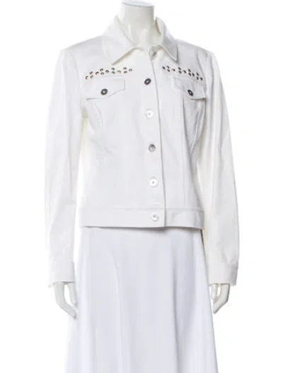 Pre-owned St John Denim Jacket In White