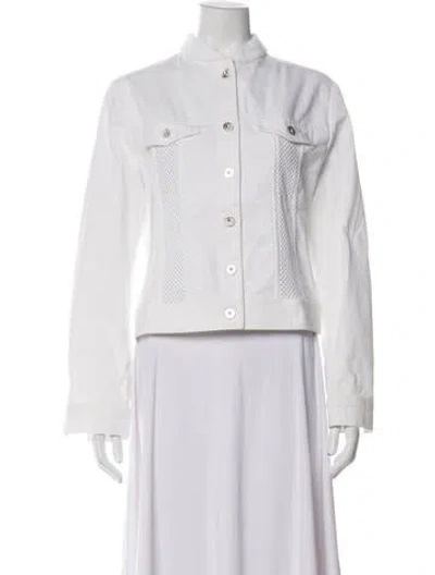 Pre-owned St John Denim Jacket In White