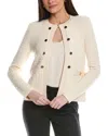 St John St. John Donna Knit Tweed Wool-blend Jacket In Beige