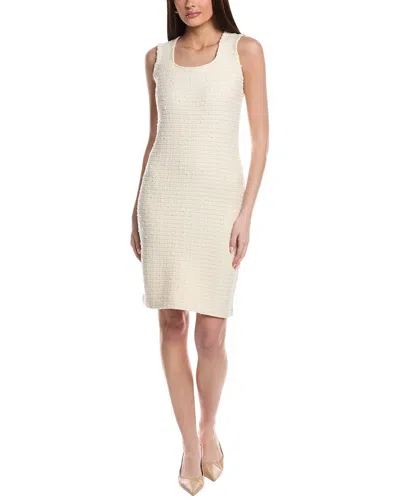 St John St. John Donna Tweed Knit Sleeveless Wool-blend Sheath Dress In Neutral