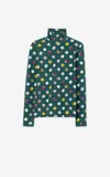 St John Dot Print Nuda Turtleneck In Green
