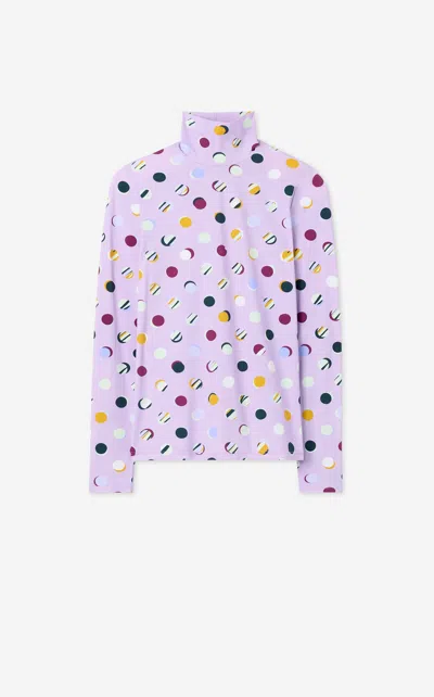 St John Dot Print Nuda Turtleneck In Purple