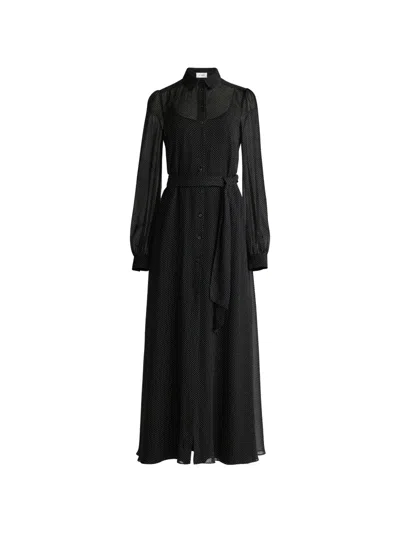 St John Dot Printed Silk Midi Dress In Black