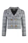 St John Check-patterned Double-breasted Jacket In Multi