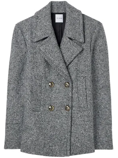 St John Double-breasted Felted Blazer In Grey