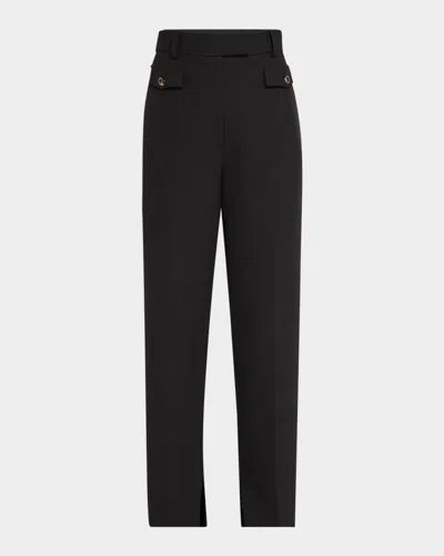 St John Double-face Luxe Ponte Straight-leg Pants In Dark Heather Grey