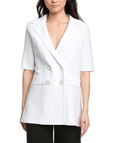 St John Double-breasted Knit Blazer In White